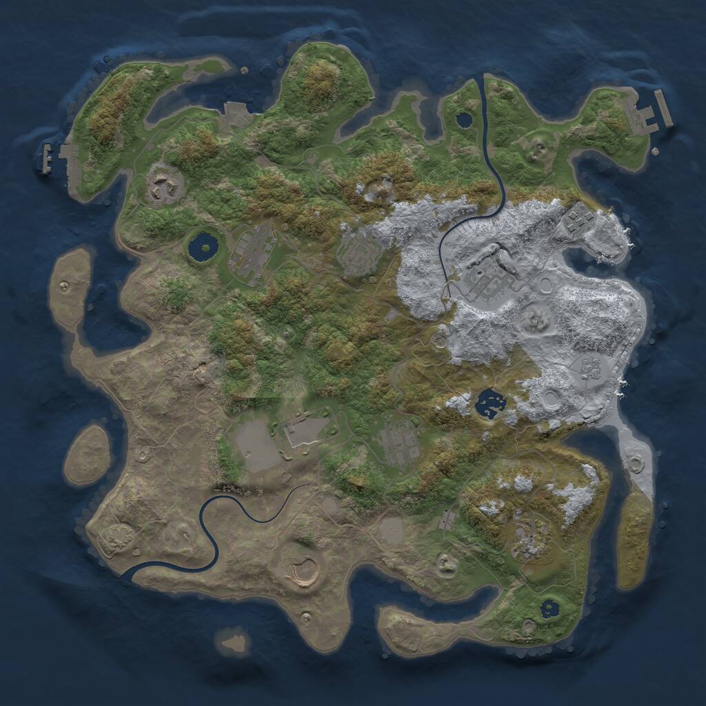 Rust Map: Procedural Map, Size: 3700, Seed: 46080890, 16 Monuments