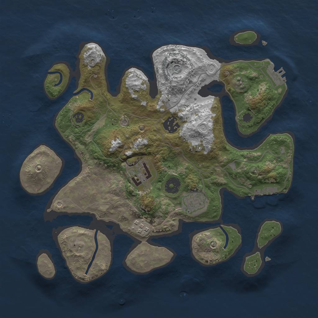 Rust Map: Procedural Map, Size: 3000, Seed: 906856495, 12 Monuments