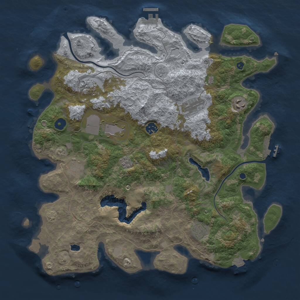 Rust Map: Procedural Map, Size: 4000, Seed: 9217594, 14 Monuments