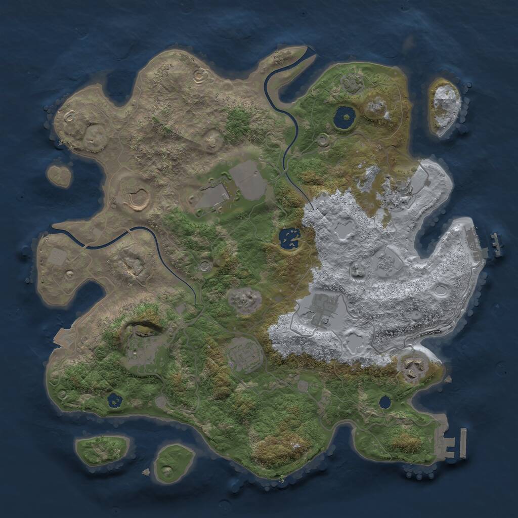 Rust Map: Procedural Map, Size: 3500, Seed: 264245, 14 Monuments