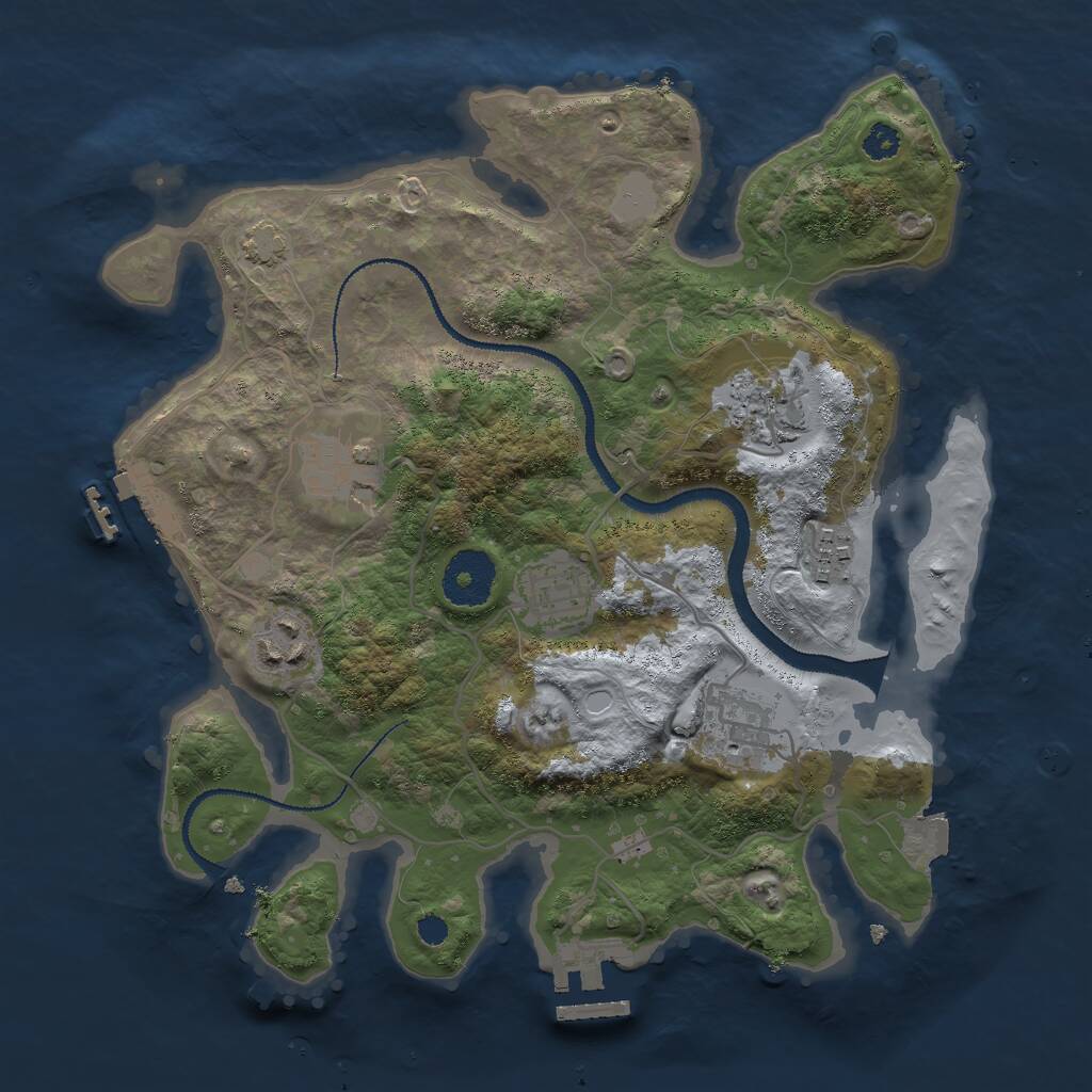 Rust Map: Procedural Map, Size: 3000, Seed: 1477776663, 10 Monuments