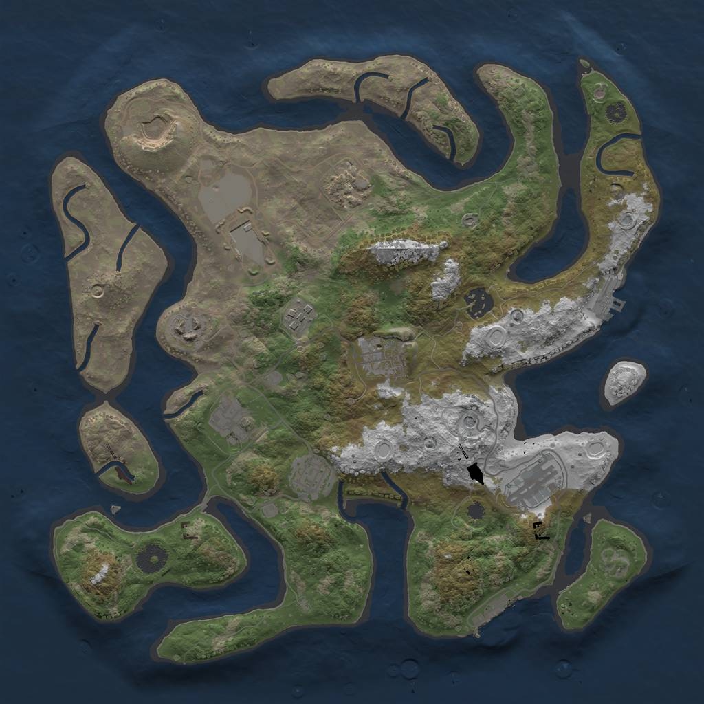 Rust Map: Procedural Map, Size: 3600, Seed: 90474, 18 Monuments