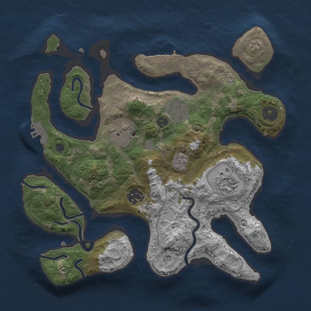 Rust Map: Procedural Map, Size: 3000, Seed: 342659425, 13 Monuments