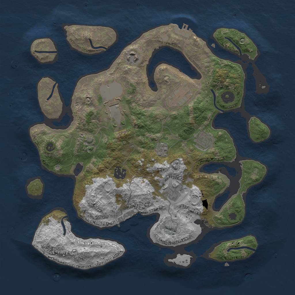 Rust Map: Procedural Map, Size: 3500, Seed: 572, 15 Monuments