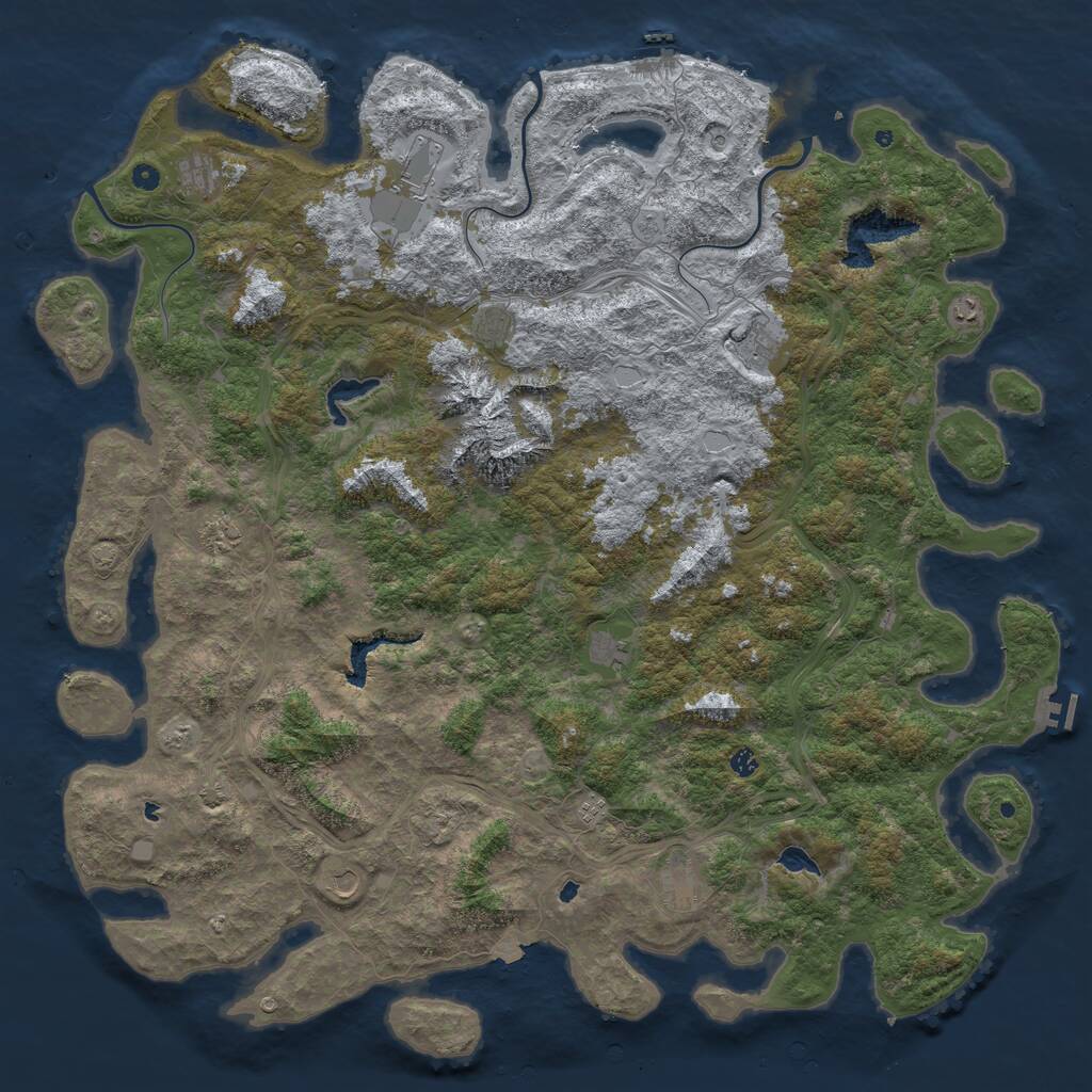 Rust Map: Procedural Map, Size: 6000, Seed: 268376, 17 Monuments