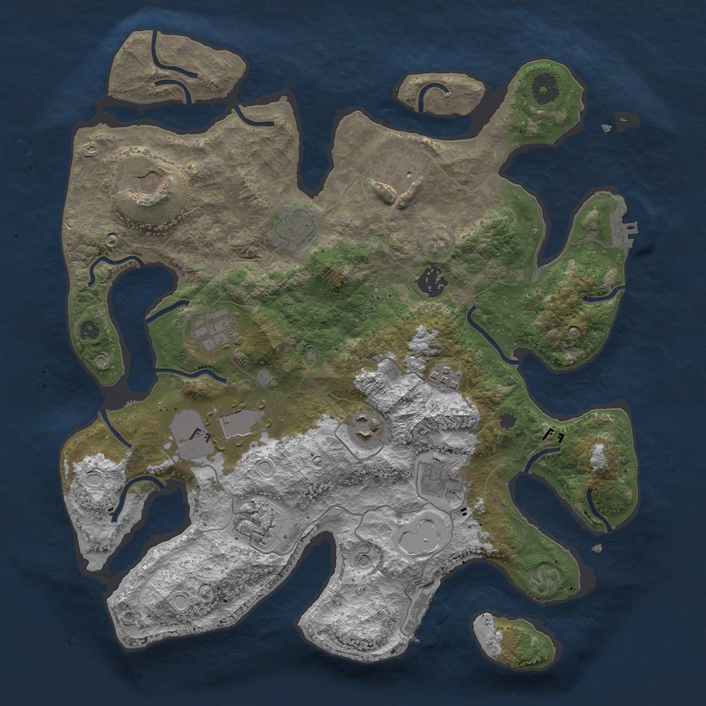 Rust Map: Procedural Map, Size: 3700, Seed: 82532366, 18 Monuments