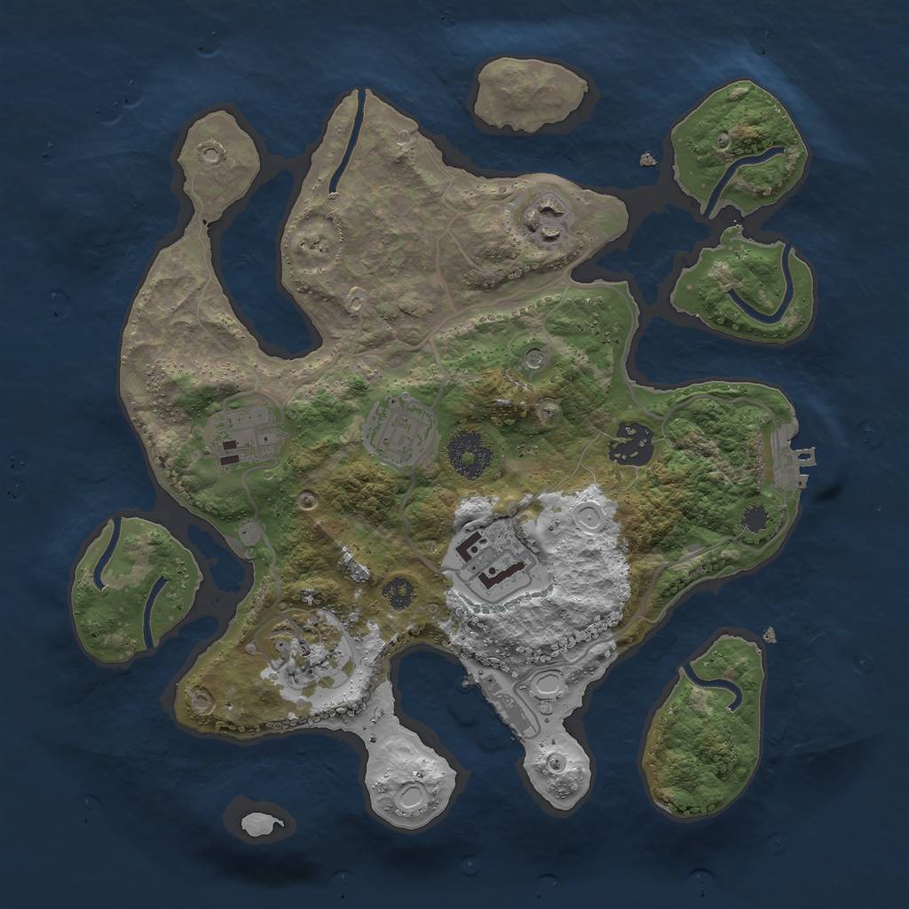 Rust Map: Procedural Map, Size: 3000, Seed: 852854, 14 Monuments