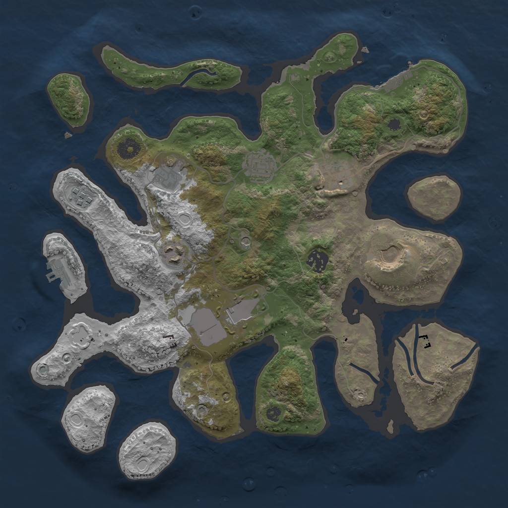 Rust Map: Procedural Map, Size: 3500, Seed: 1397840684, 16 Monuments