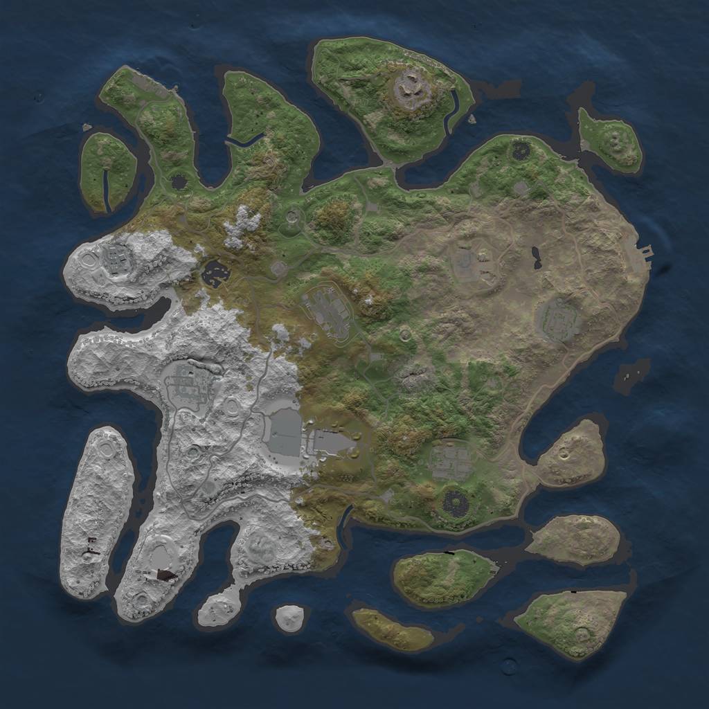 Rust Map: Procedural Map, Size: 4000, Seed: 708784773, 17 Monuments