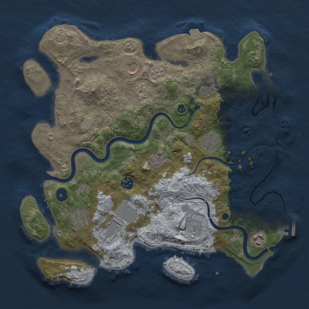Rust Map: Procedural Map, Size: 3750, Seed: 616251372, 15 Monuments