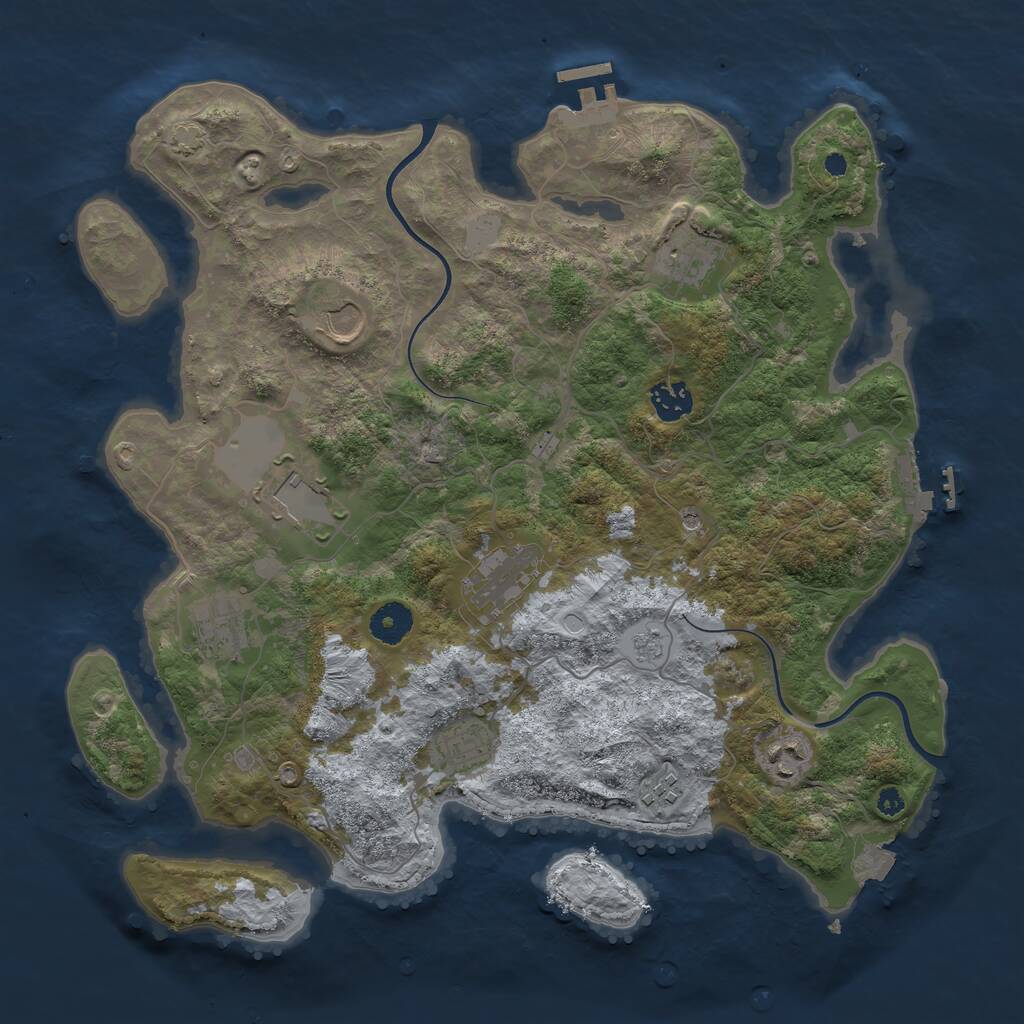 Rust Map: Procedural Map, Size: 3750, Seed: 616251372, 15 Monuments