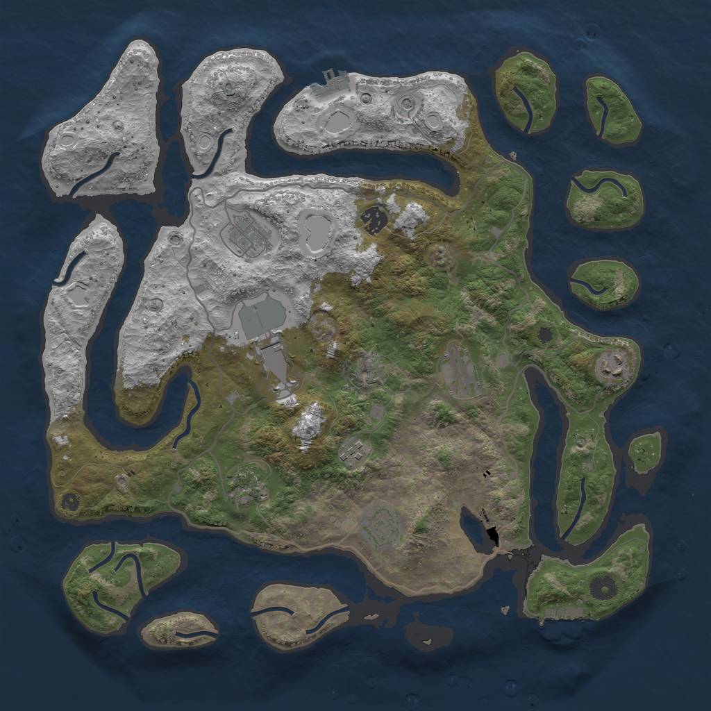 Rust Map: Procedural Map, Size: 4100, Seed: 105, 16 Monuments