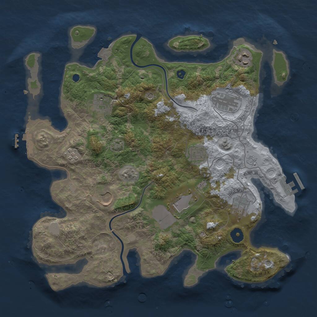 Rust Map: Procedural Map, Size: 3500, Seed: 391865950, 14 Monuments