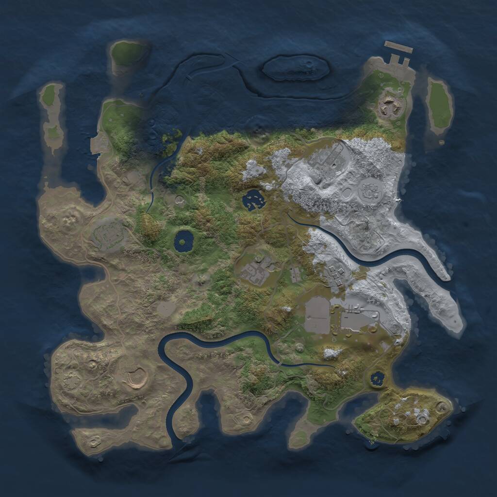 Rust Map: Procedural Map, Size: 3500, Seed: 391865950, 13 Monuments