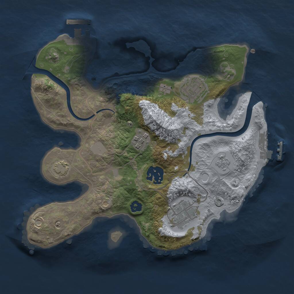 Rust Map: Procedural Map, Size: 2500, Seed: 3351, 9 Monuments