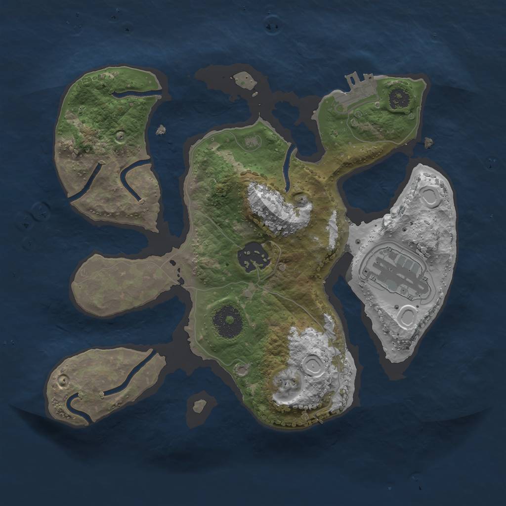 Rust Map: Procedural Map, Size: 2500, Seed: 3351, 8 Monuments