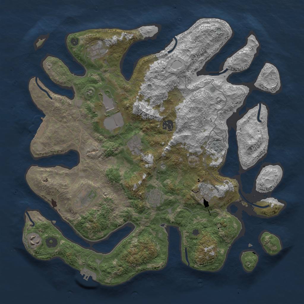 Rust Map: Procedural Map, Size: 4000, Seed: 54235213, 17 Monuments