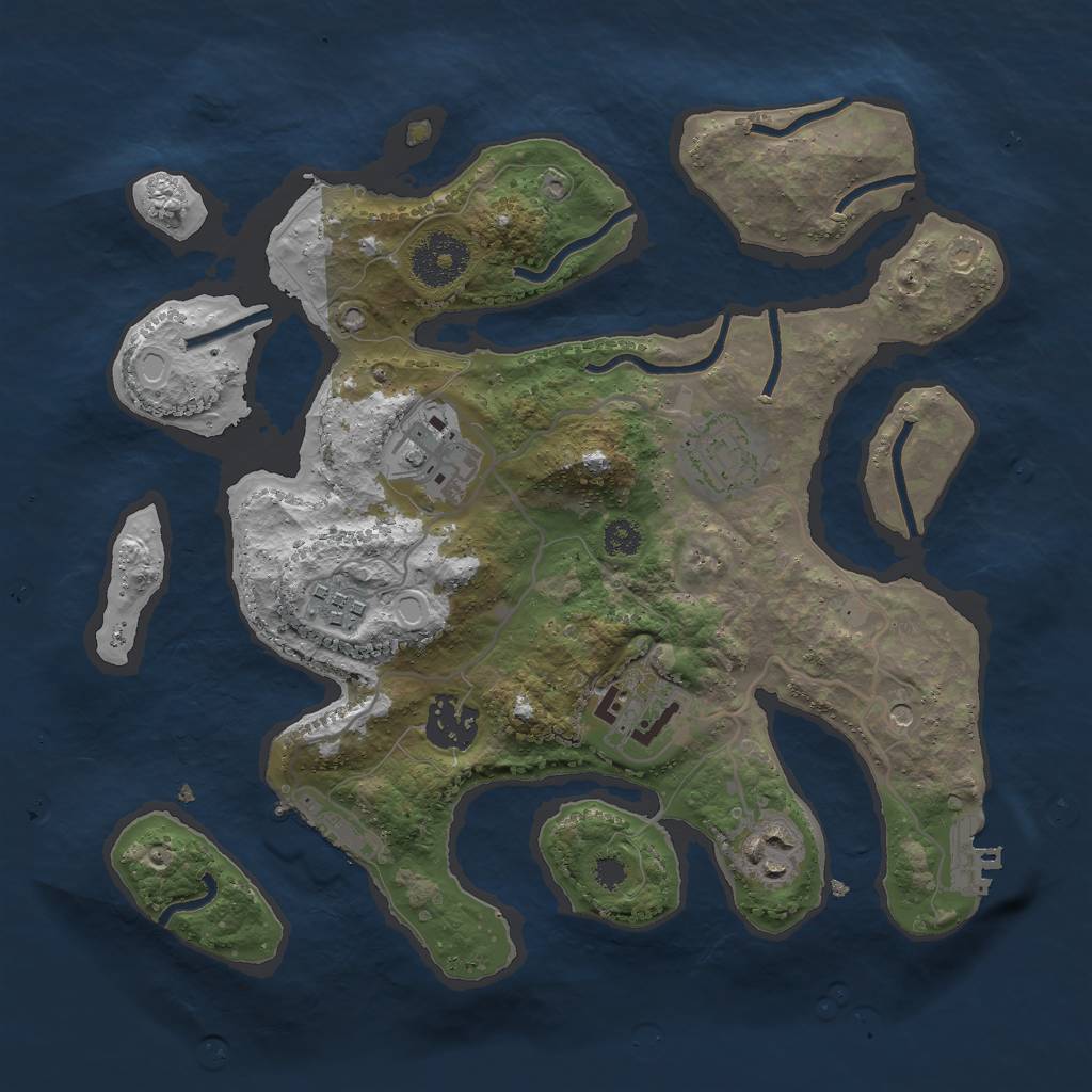 Rust Map: Procedural Map, Size: 3000, Seed: 7434606, 14 Monuments