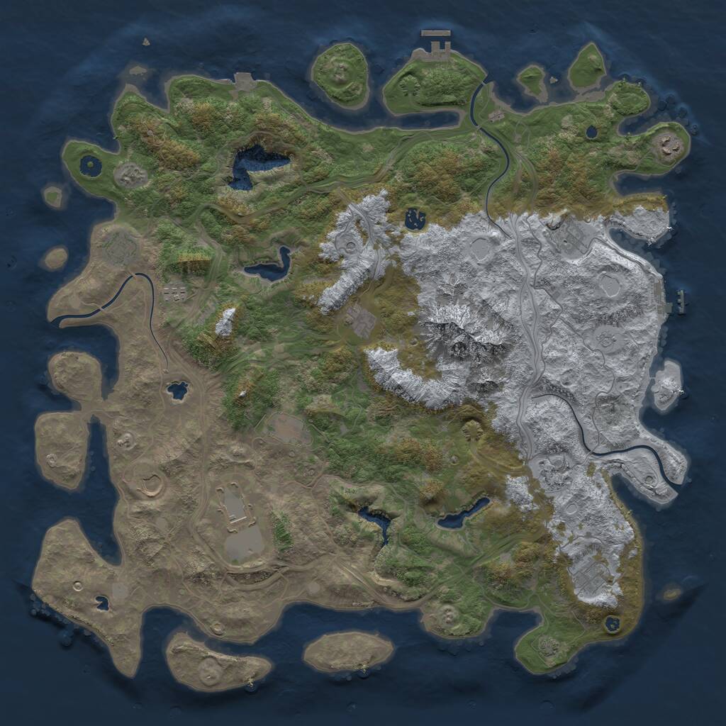 Rust Map: Procedural Map, Size: 5000, Seed: 42050, 17 Monuments