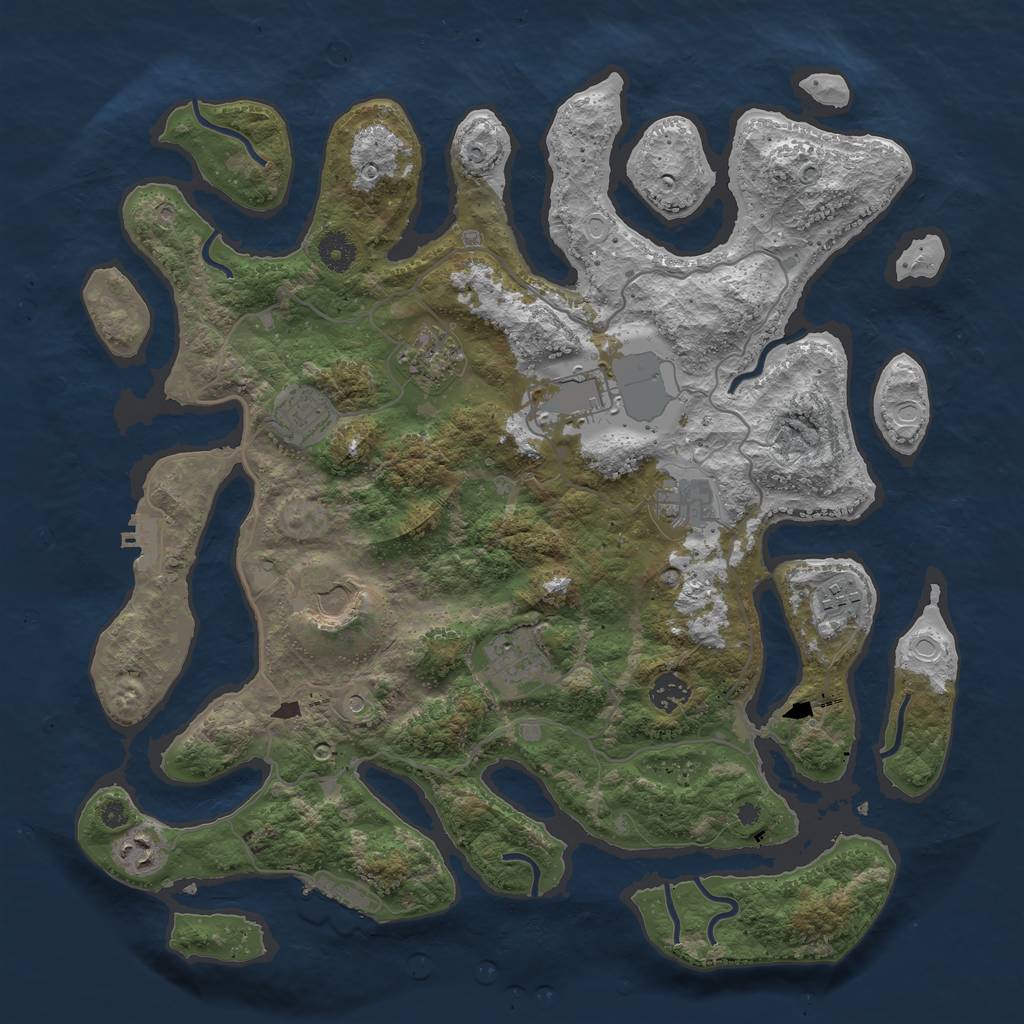 Rust Map: Procedural Map, Size: 4000, Seed: 1911581875, 17 Monuments