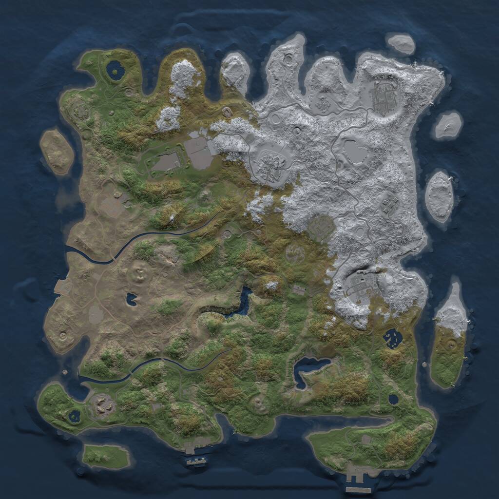 Rust Map: Procedural Map, Size: 4000, Seed: 1911581875, 15 Monuments