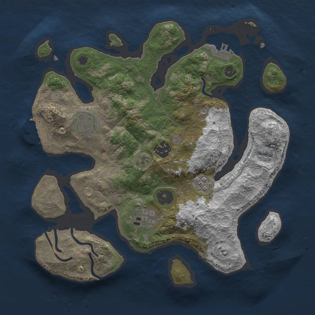 Rust Map: Procedural Map, Size: 3000, Seed: 675075118, 12 Monuments