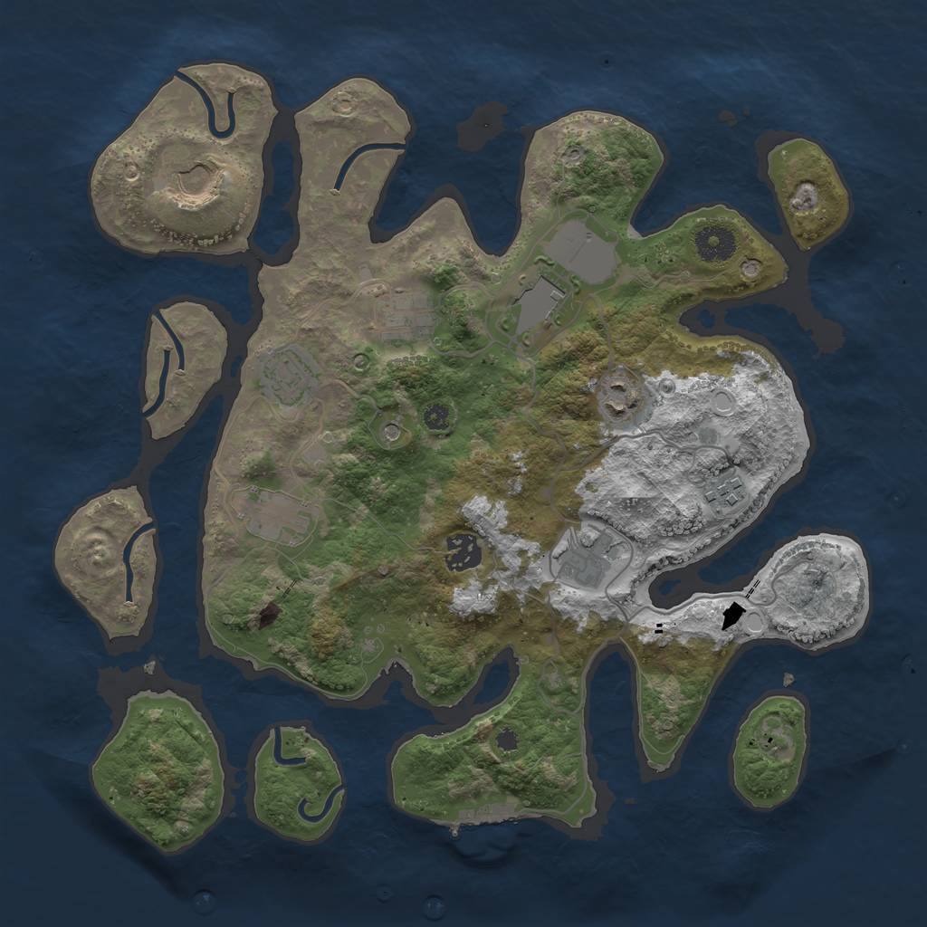 Rust Map: Procedural Map, Size: 3600, Seed: 1439009815, 16 Monuments