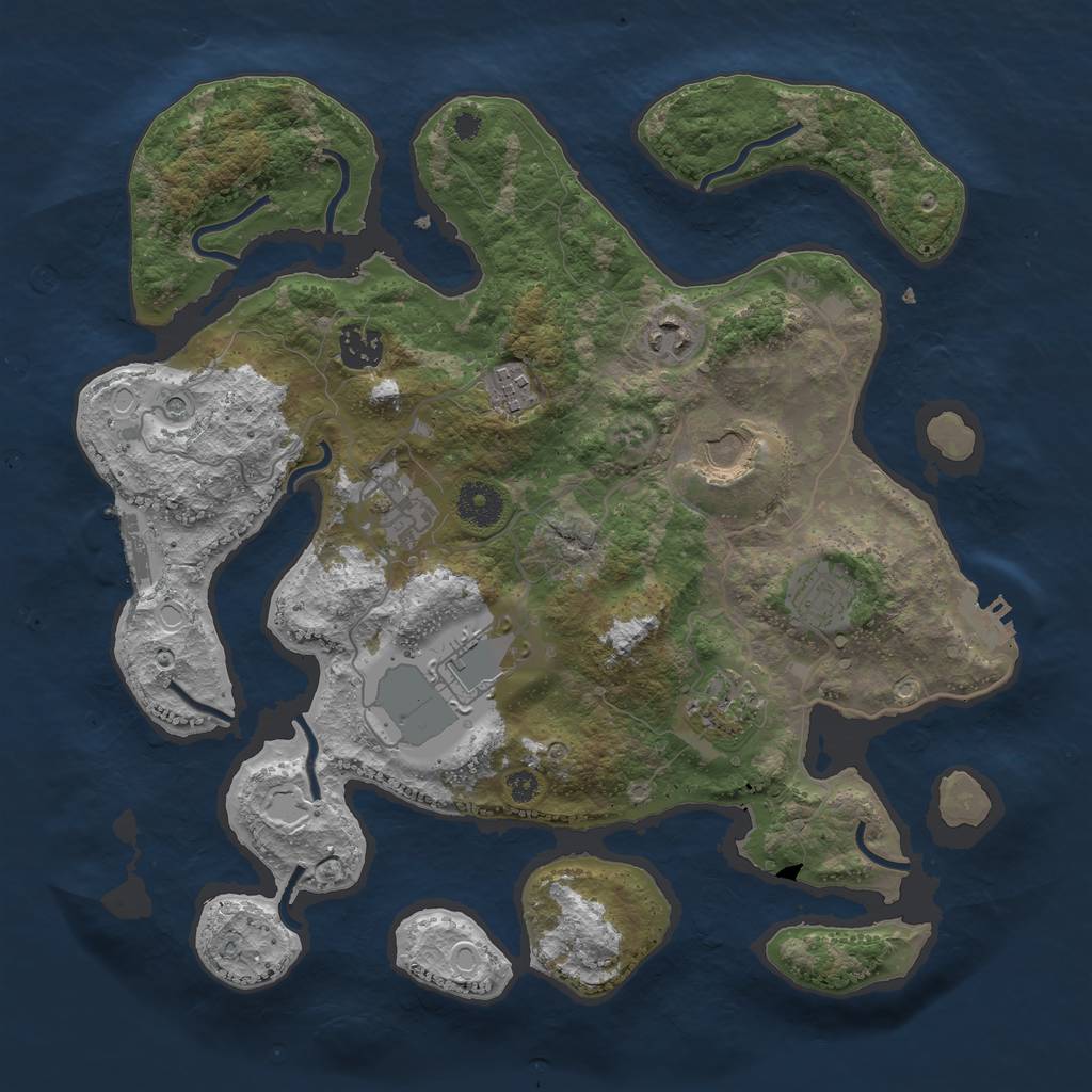 Rust Map: Procedural Map, Size: 3600, Seed: 96307025, 16 Monuments