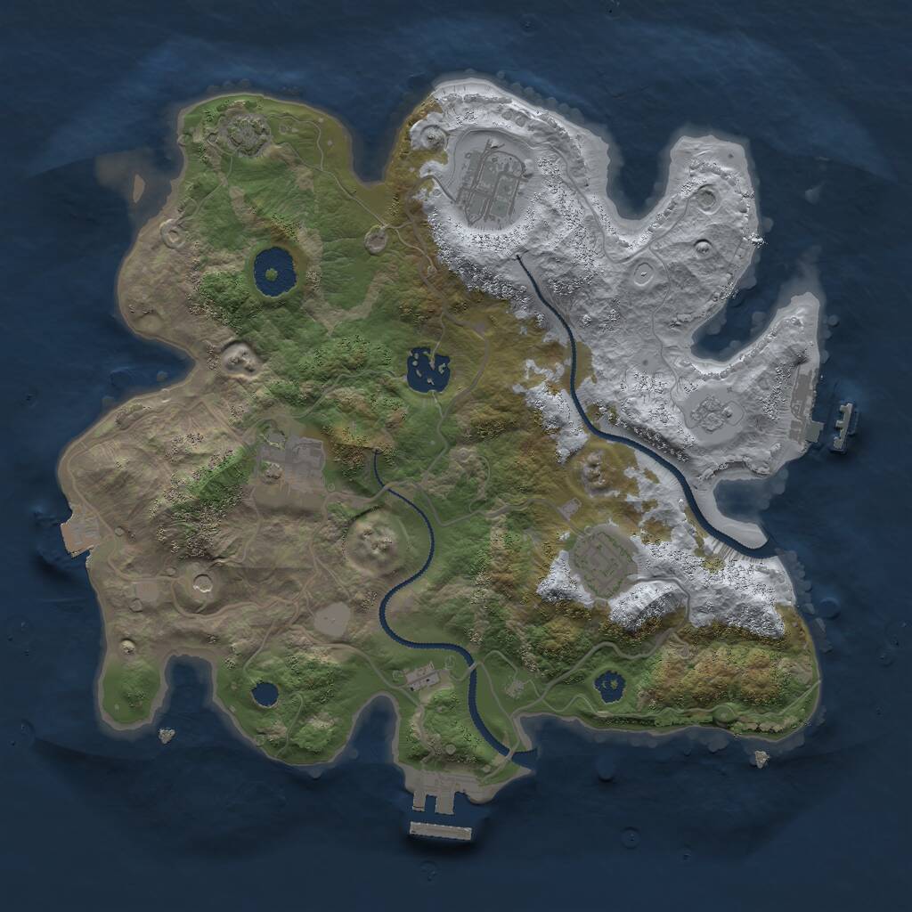 Rust Map: Procedural Map, Size: 3000, Seed: 414662817, 10 Monuments