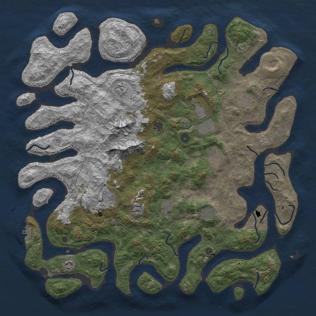 Rust Map: Procedural Map, Size: 5000, Seed: 311788, 18 Monuments