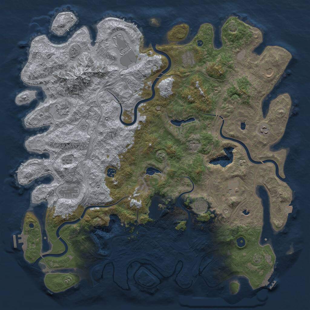 Rust Map: Procedural Map, Size: 5000, Seed: 311788, 17 Monuments