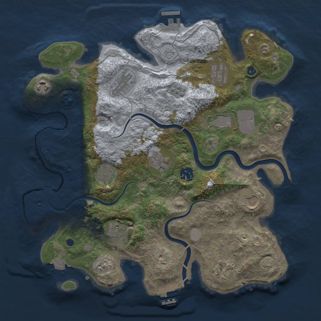 Rust Map: Procedural Map, Size: 3500, Seed: 264436, 17 Monuments