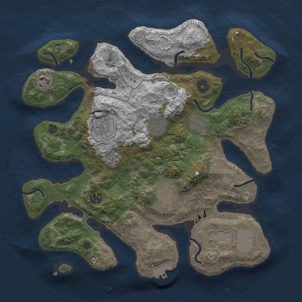 Rust Map: Procedural Map, Size: 3500, Seed: 264436, 15 Monuments