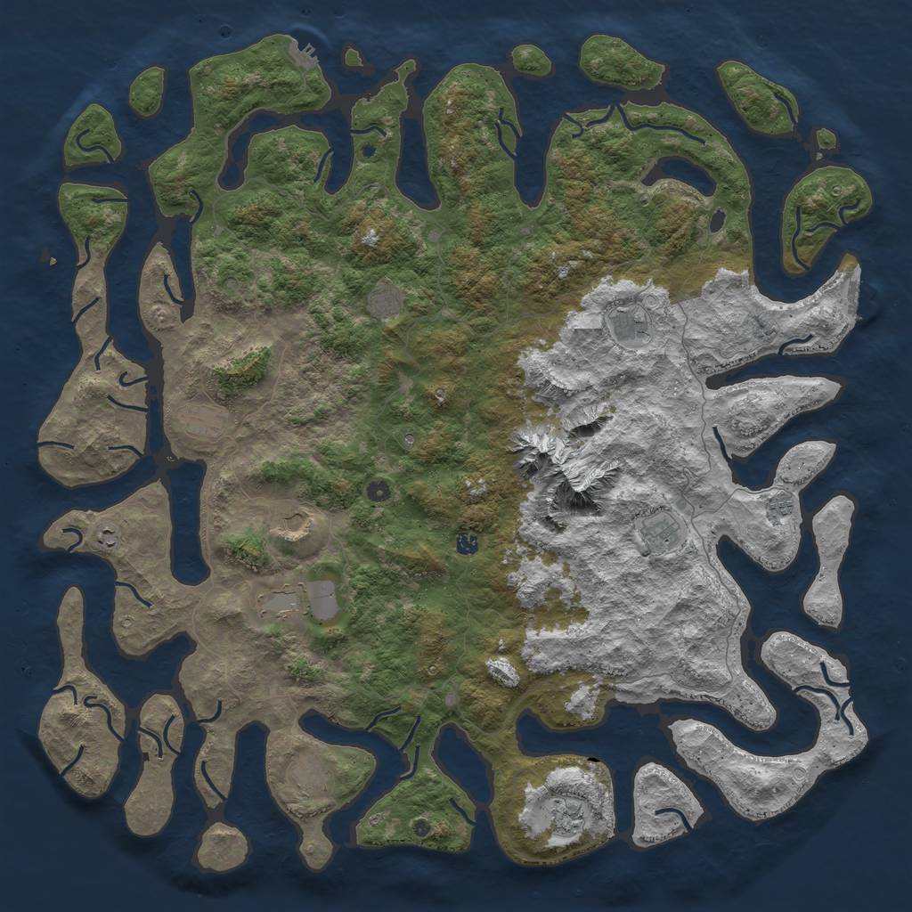 Rust Map: Procedural Map, Size: 6000, Seed: 456456456, 19 Monuments