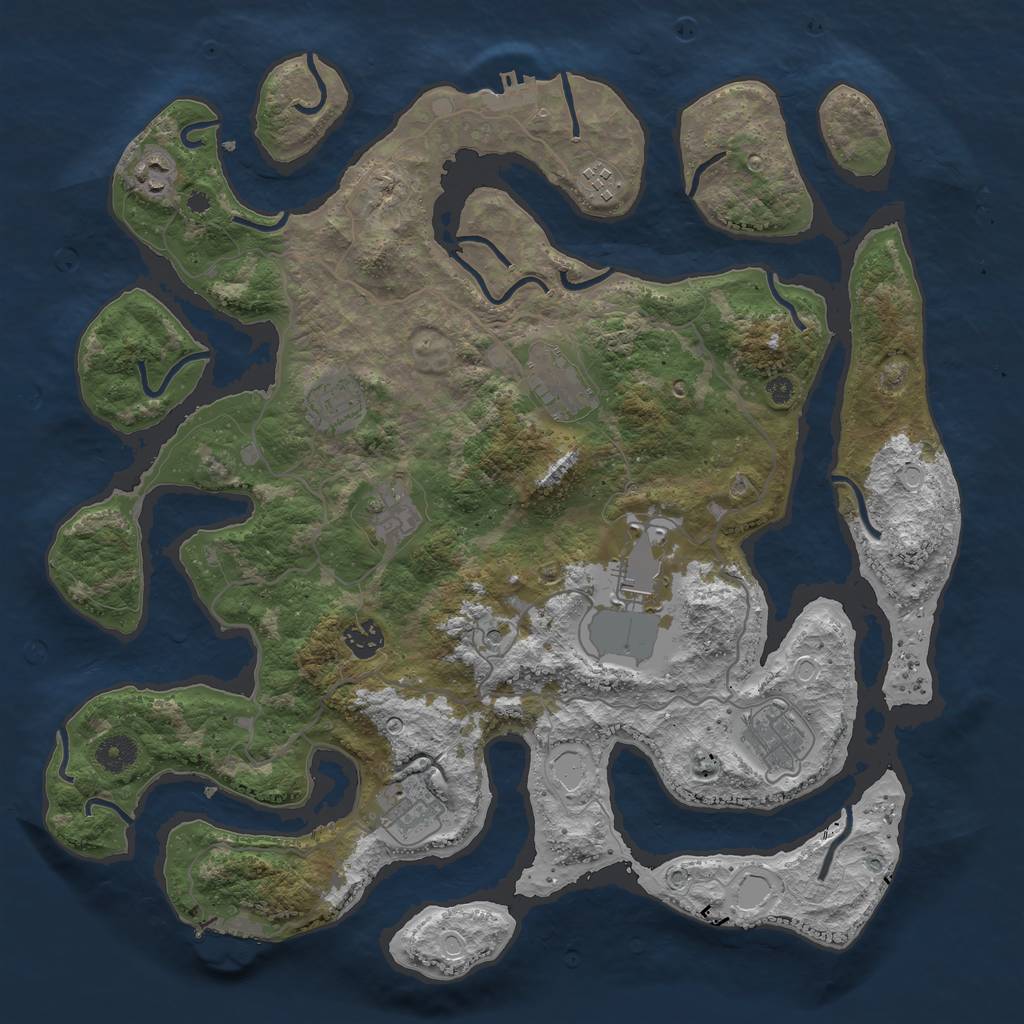 Rust Map: Procedural Map, Size: 4000, Seed: 37773, 17 Monuments