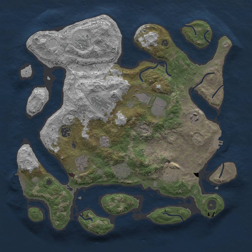 Rust Map: Procedural Map, Size: 3800, Seed: 55, 17 Monuments