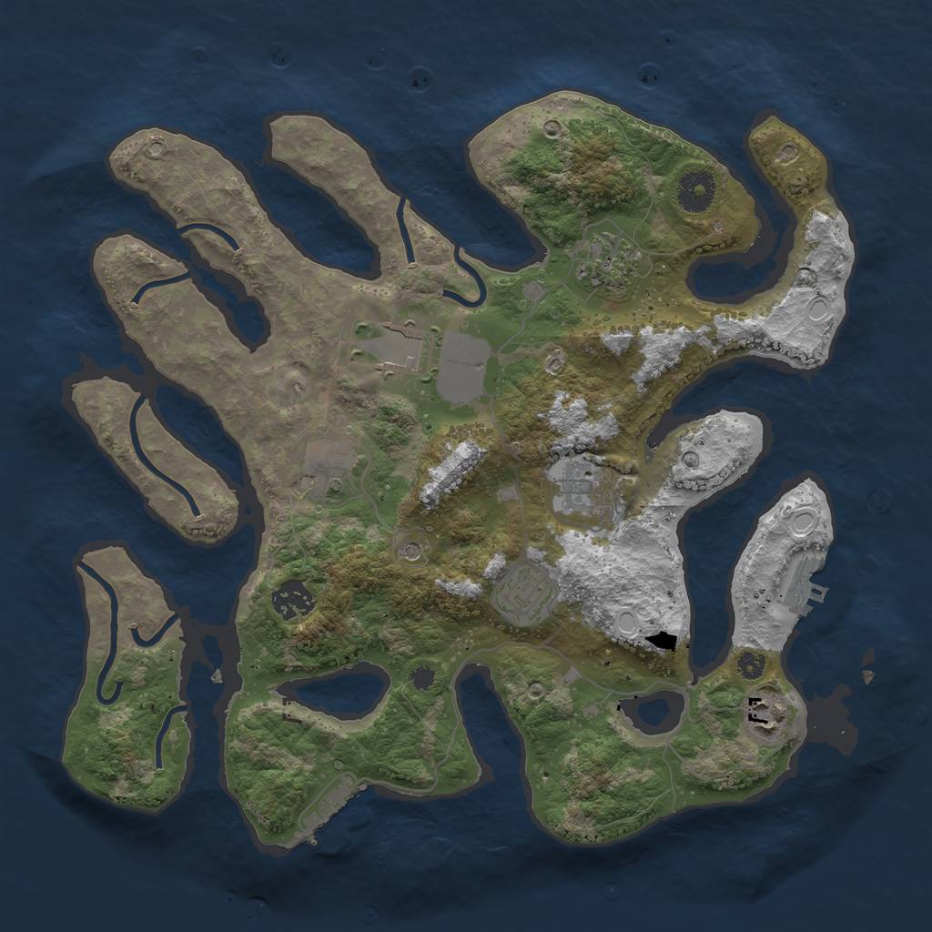 Rust Map: Procedural Map, Size: 3500, Seed: 2346234, 15 Monuments