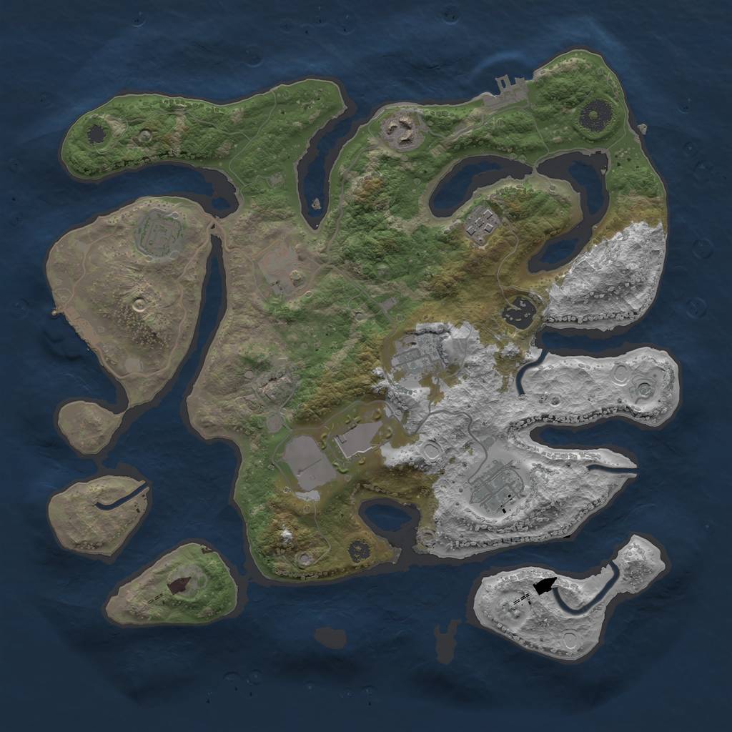 Rust Map: Procedural Map, Size: 3500, Seed: 1701352160, 16 Monuments