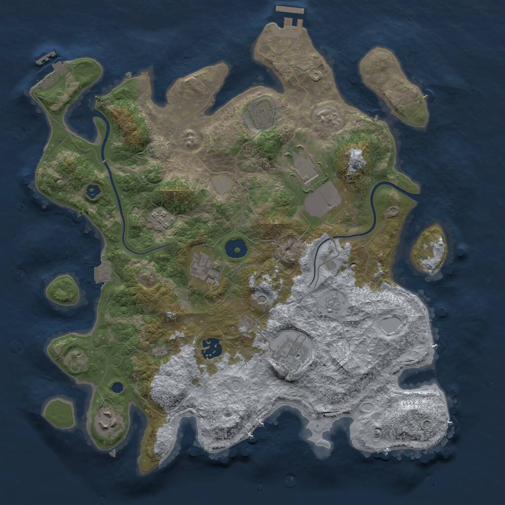 Rust Map: Procedural Map, Size: 3600, Seed: 608195122, 13 Monuments