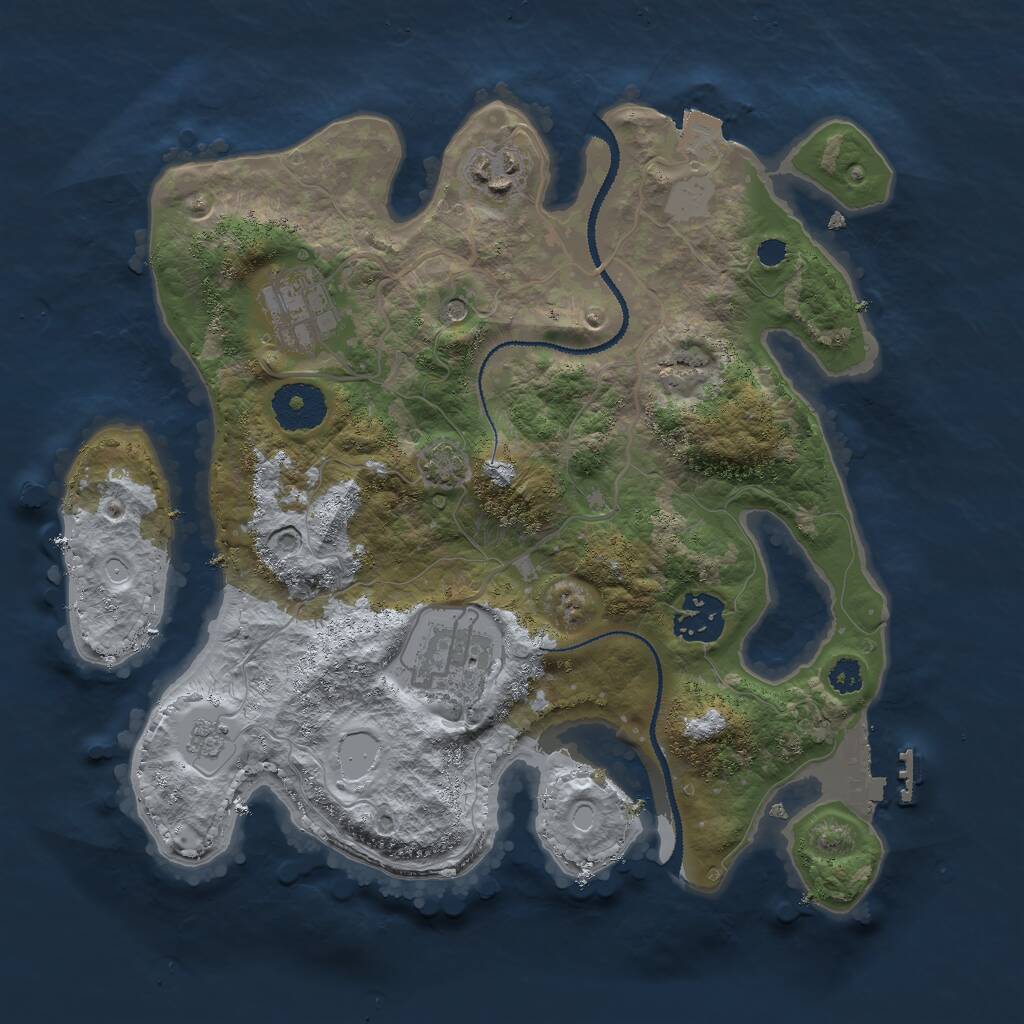 Rust Map: Procedural Map, Size: 3000, Seed: 2107505936, 9 Monuments