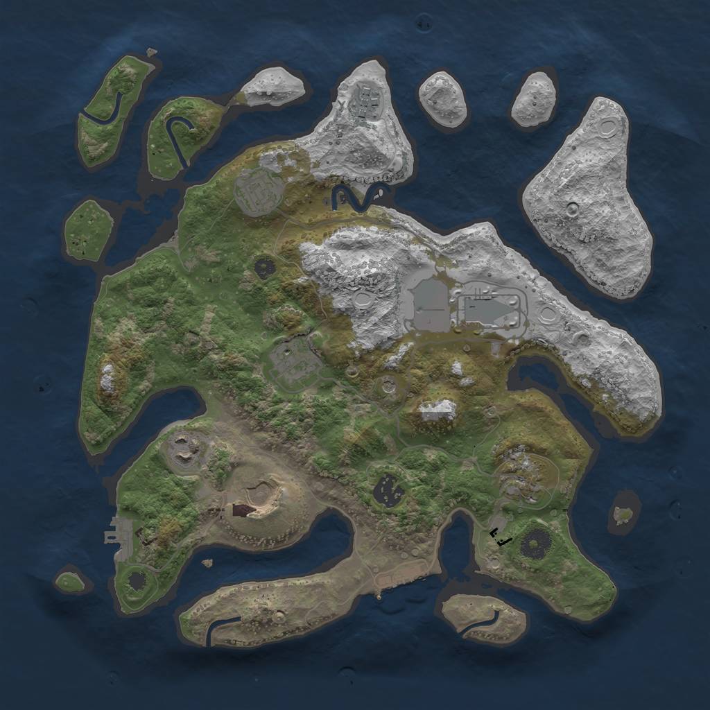 Rust Map: Procedural Map, Size: 3500, Seed: 4254642, 16 Monuments