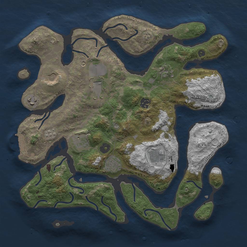 Rust Map: Procedural Map, Size: 3600, Seed: 2616715, 16 Monuments