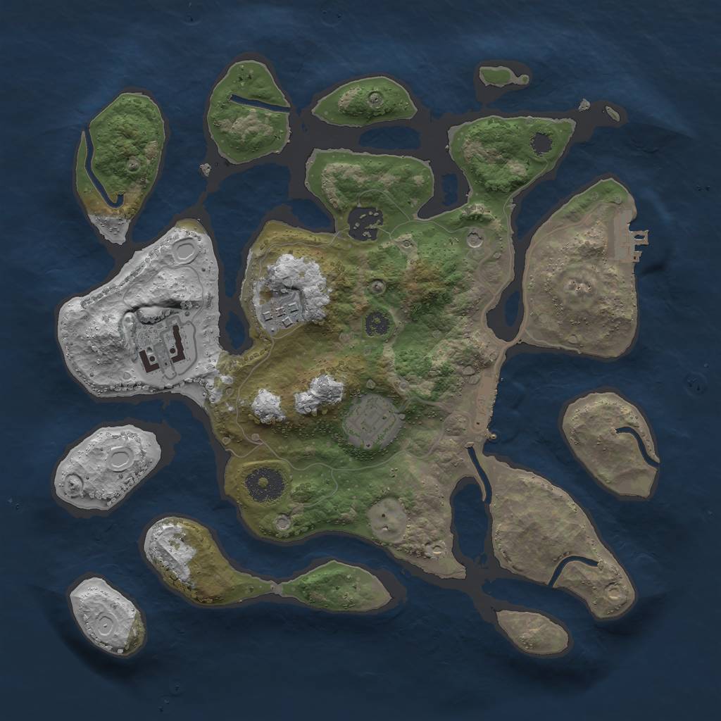 Rust Map: Procedural Map, Size: 3000, Seed: 1804997208, 12 Monuments