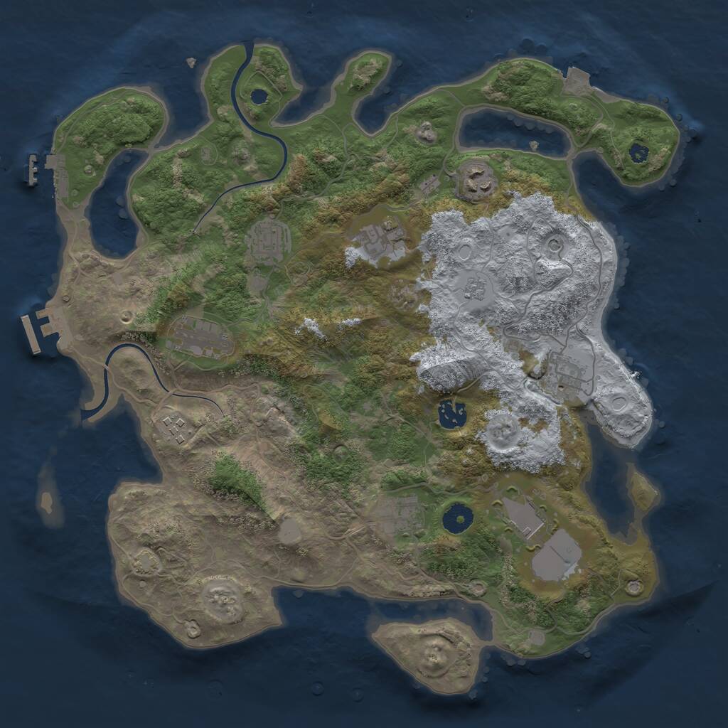 Rust Map: Procedural Map, Size: 3700, Seed: 2027739310, 15 Monuments