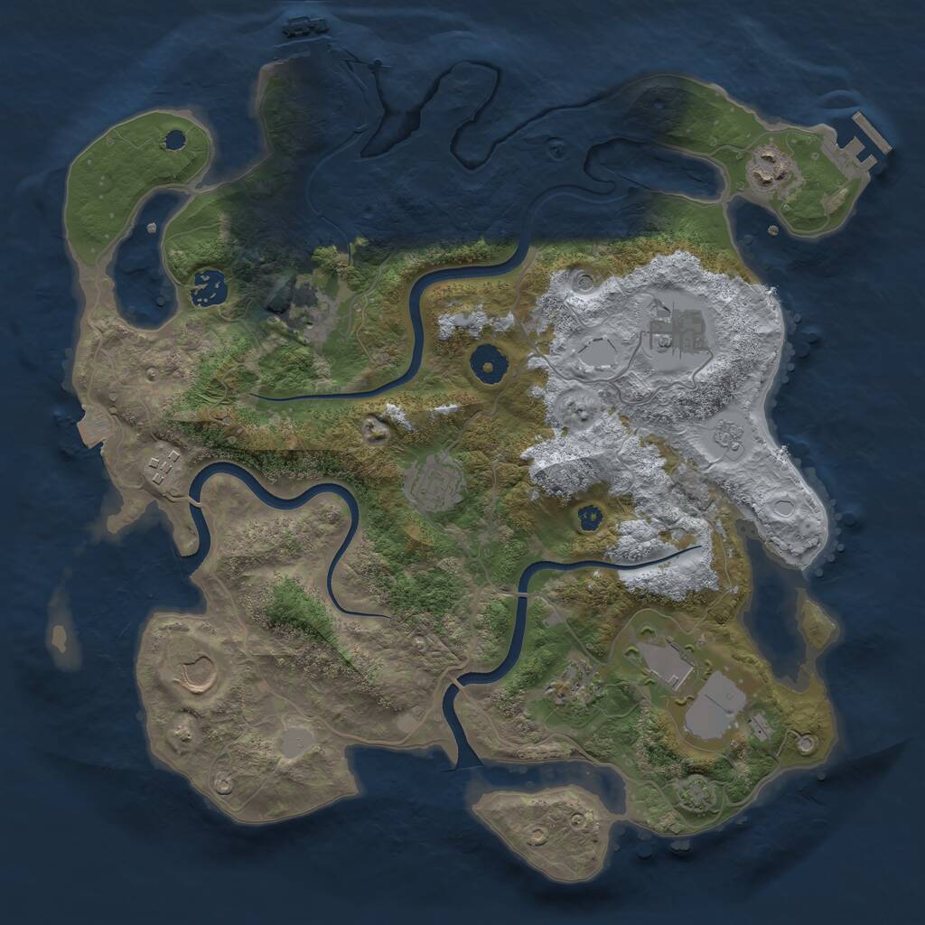 Rust Map: Procedural Map, Size: 3700, Seed: 2027739310, 15 Monuments