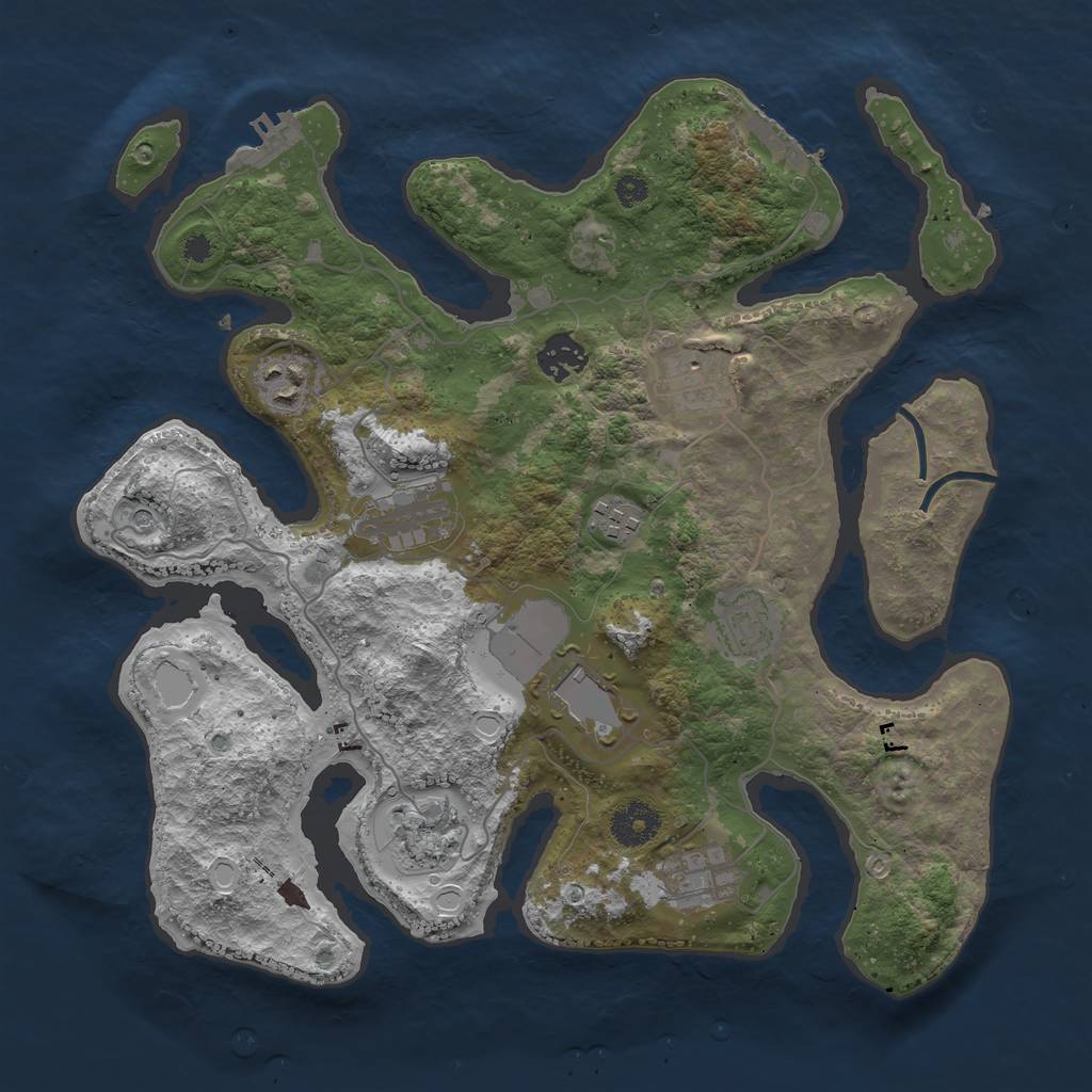 Rust Map: Procedural Map, Size: 3500, Seed: 937092009, 17 Monuments