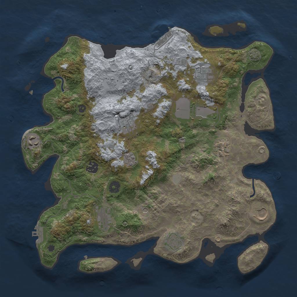 Rust Map: Procedural Map, Size: 3700, Seed: 819629759, 18 Monuments