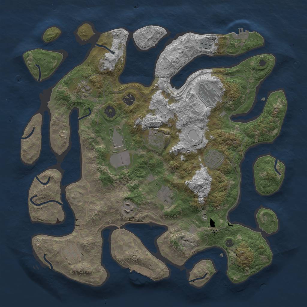 Rust Map: Procedural Map, Size: 4000, Seed: 868586215, 18 Monuments