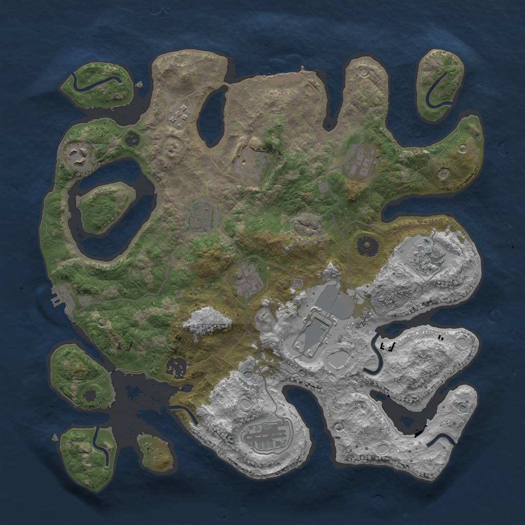 Rust Map: Procedural Map, Size: 3700, Seed: 113636491, 18 Monuments