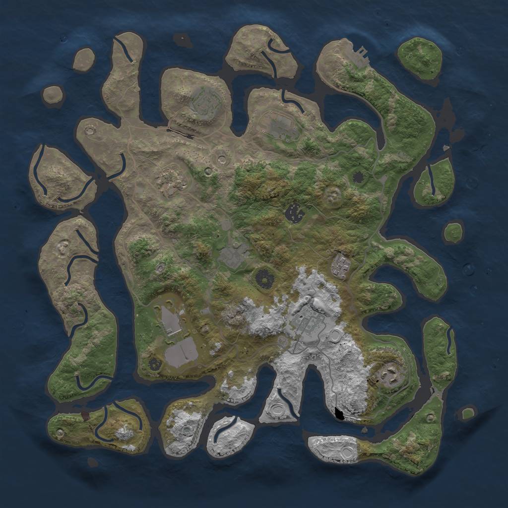 Rust Map: Procedural Map, Size: 4000, Seed: 432767, 16 Monuments